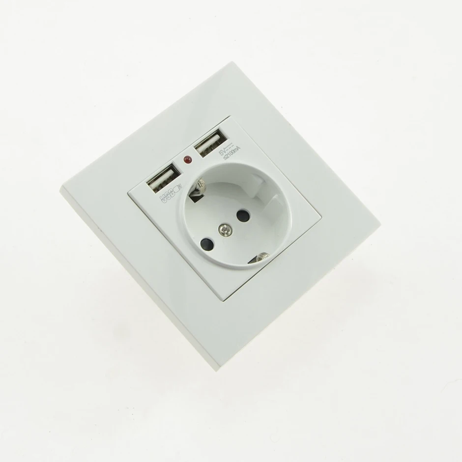 Esooli розетка мощность 16A ЕС стандартная розетка с 2A двойной usb-порт для зарядки для мобильного телефона