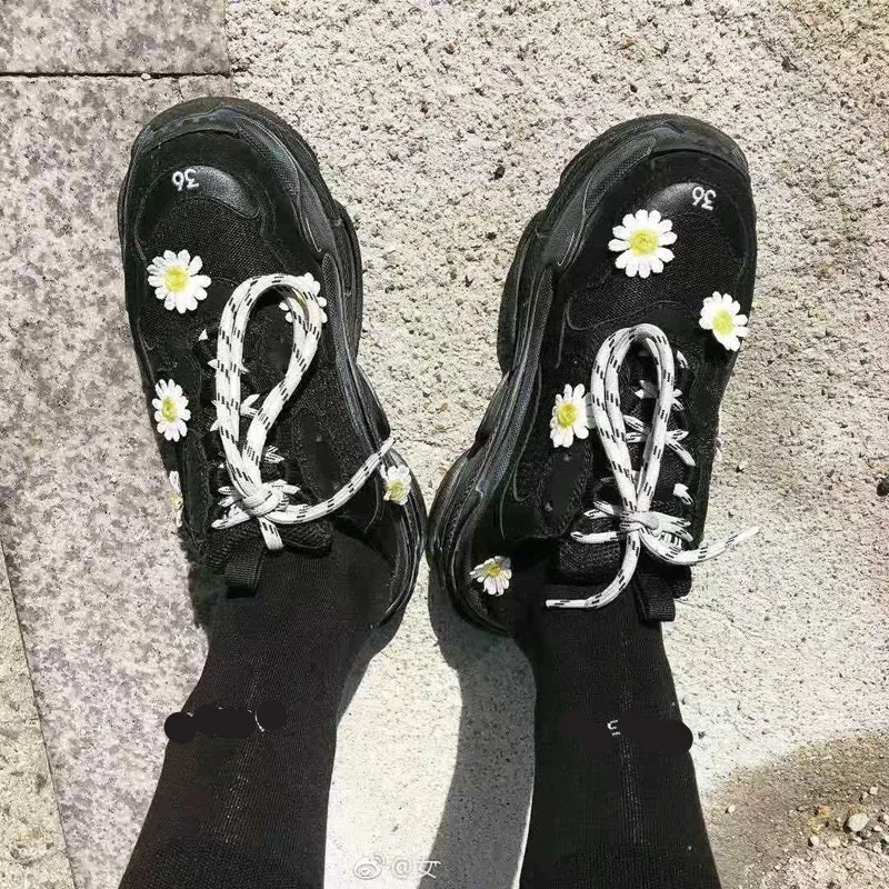 Женская обувь для бега женские кроссовки на толстой подошве с цветочным принтом