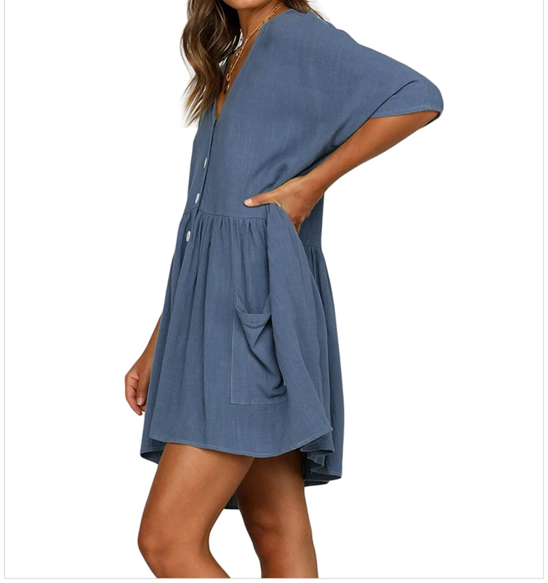 2019 Новое Женское платье с коротким рукавом высокой талией и поясом миди платье.