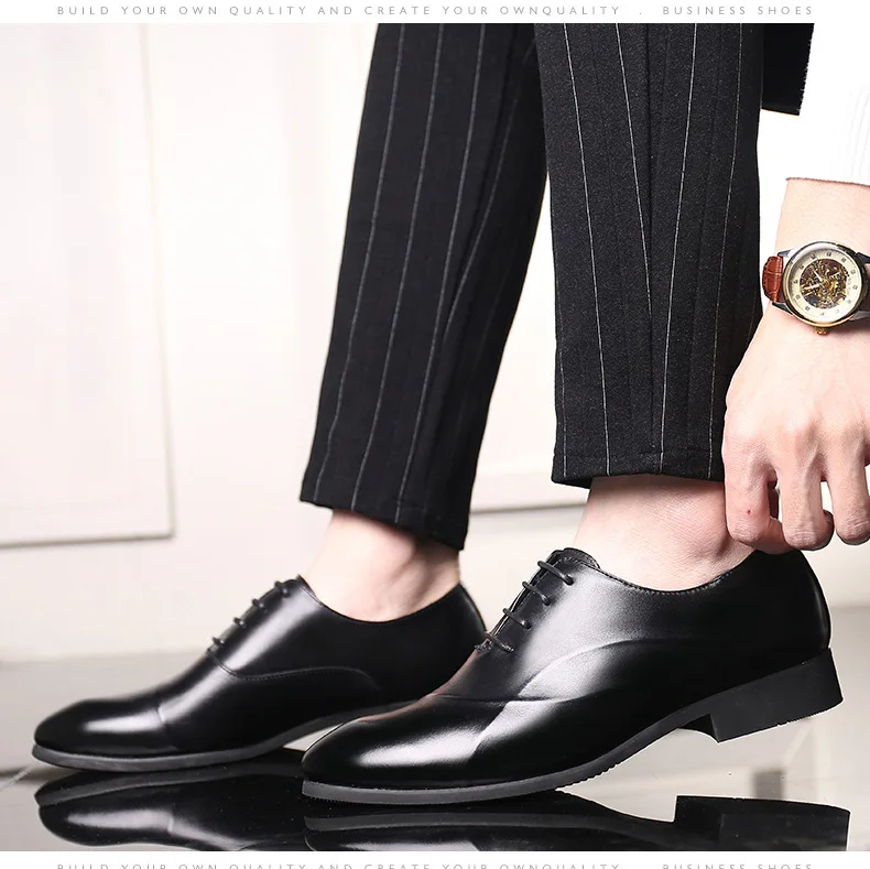 Лидер продаж мужские туфли из натуральной кожи в британском стиле на шнуровке