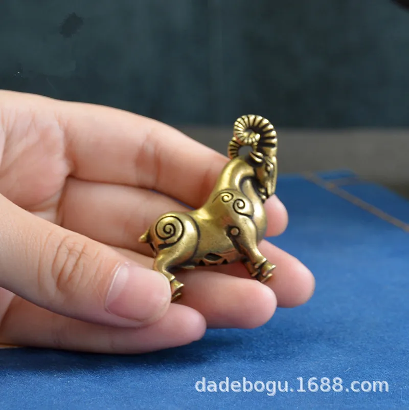 Ретро стиль скульптура из чистой меди ягненка Латунь маленькие части Бронзовая