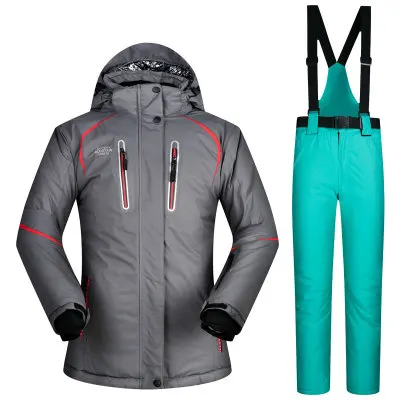 color 15 MUTUSNOW женский лыжный костюм лыжный сноуборд куртка брюки супер теплый с капюшоном зимняя одежда брюки ветрозащитный водонепроницаемый пальто брюки - Цвет: color 15