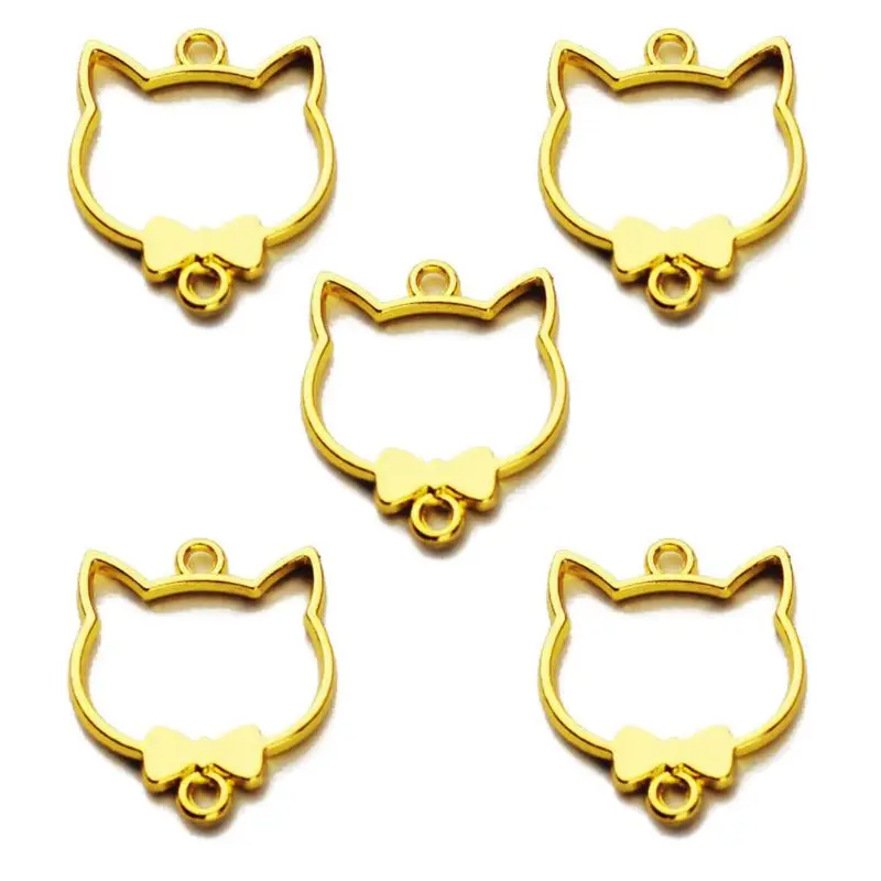 5 шт. Золотая подвеска в виде кошки и собаки пустая рамка из смолы открытый ободок