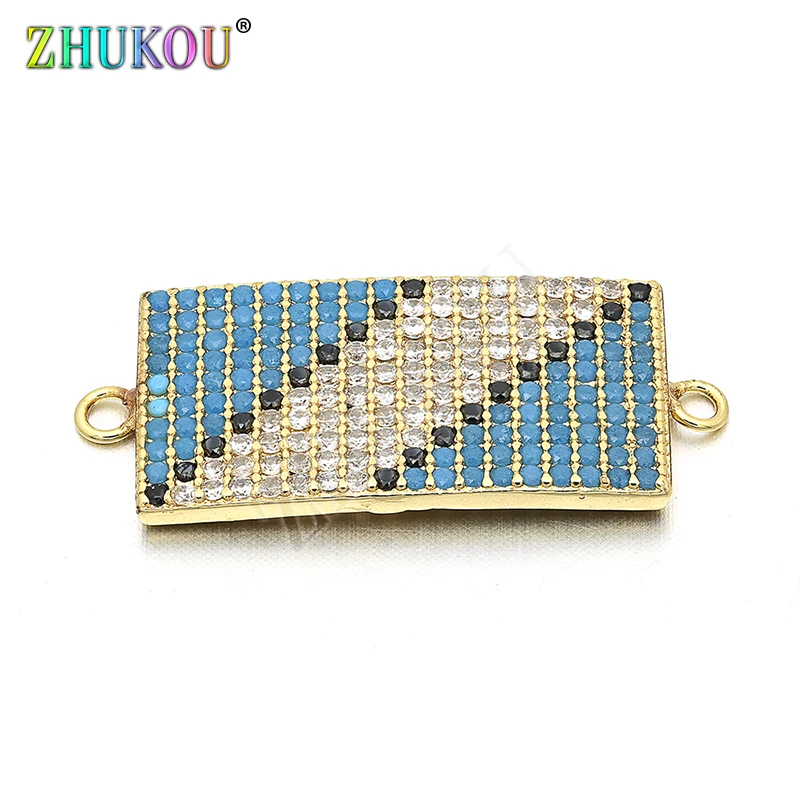 26 мм * 12 латунный кубический цирконий прямоугольные соединители DIY изготовление