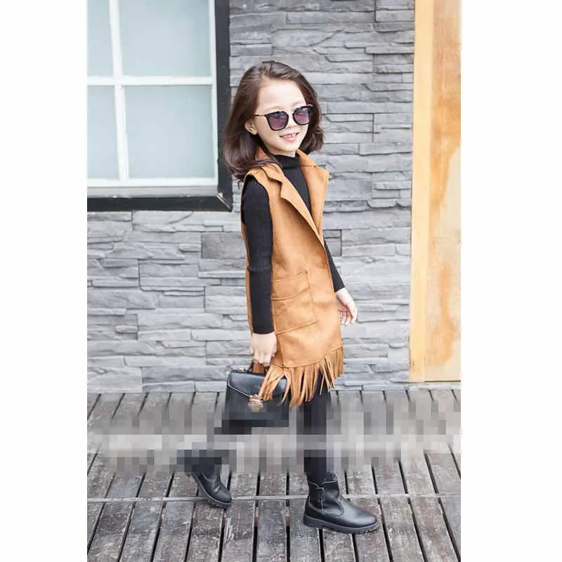 Новый жилет для маленьких девочек весенне-осенняя одежда модный длинный цвета