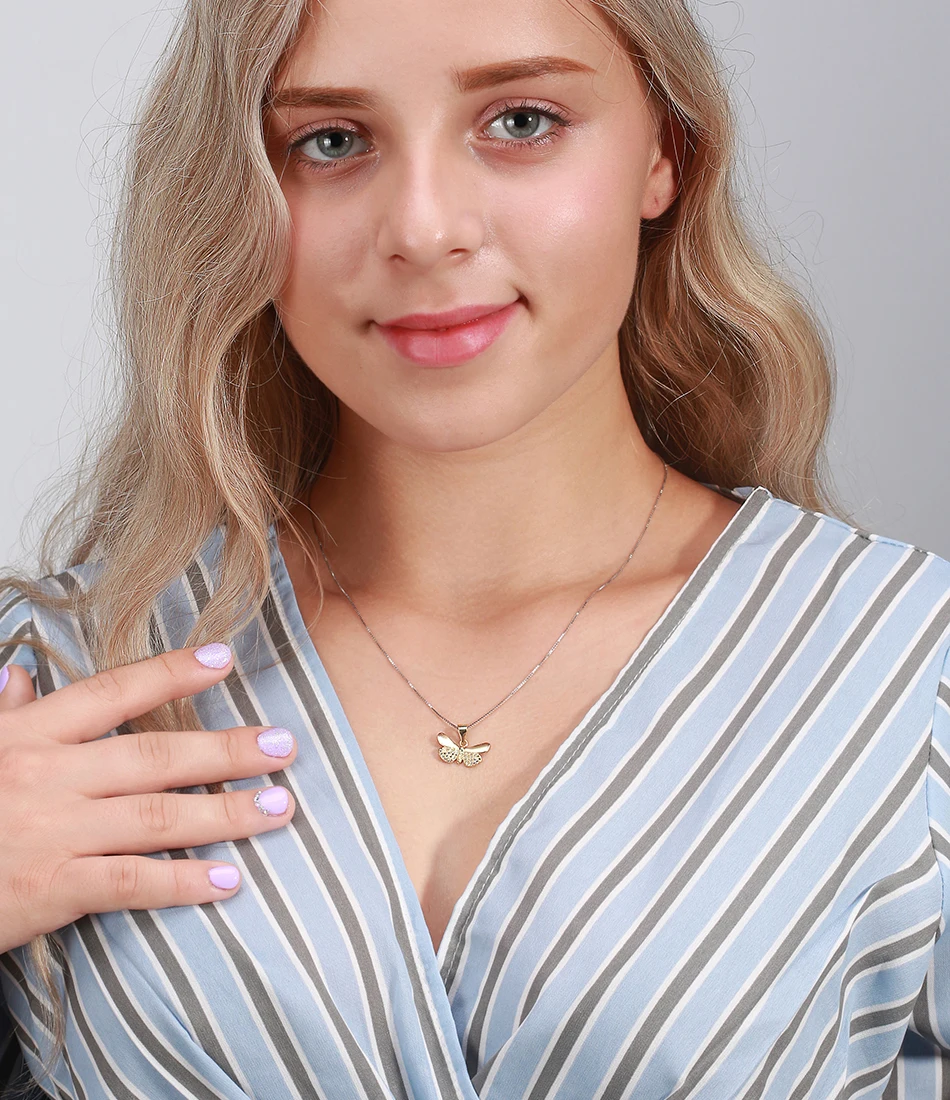 ORSA JEWELS, настоящее 925 пробы, серебряные женские ожерелья, серебро, золото, форма бабочки, AAA циркон, Модный кулон, ювелирные изделия SN89