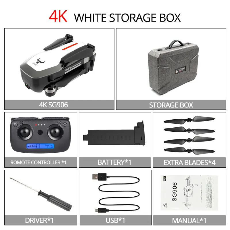4k White Storage Box Бесщеточный 4K Дрон с 5G wifi FPV HD камерой 25 минут полёт gps Дрон камера RC Квадрокоптер Вертолет VS SG906 F11 E520S S167 - Цвет: 4k White Storage Box