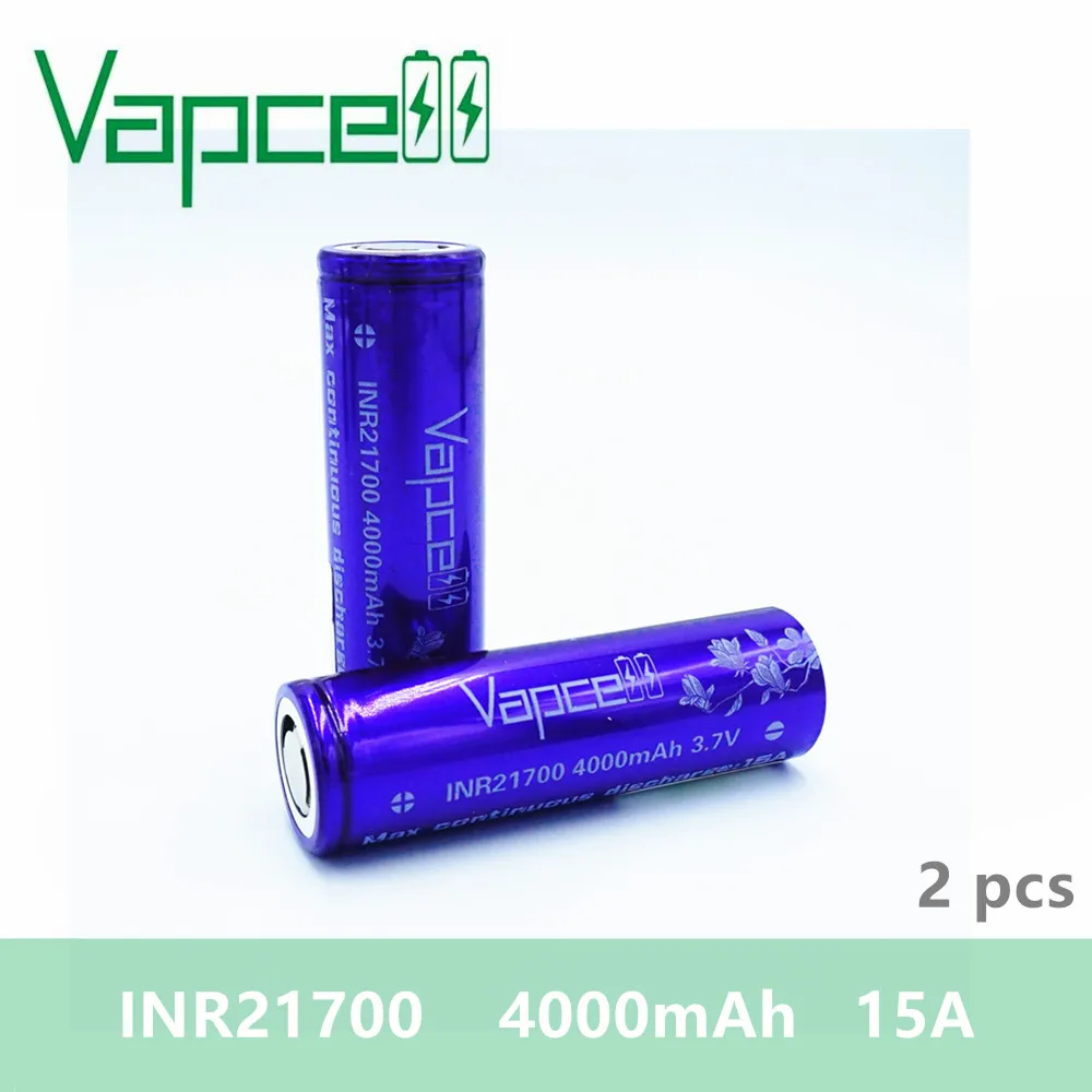 Бесплатная доставка 2 шт Vapcell INR 21700 батарея 4000mah 15A Высокая мощность электронный