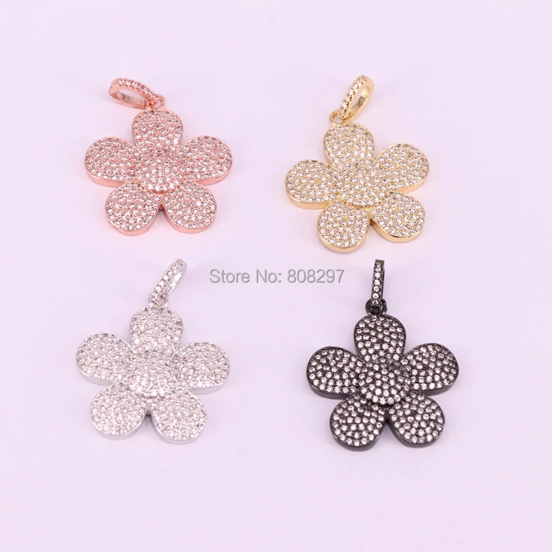 

10Pcs mix color micro pave CZ Flower pendant necklace, cubic zirconia necklaces for Women
