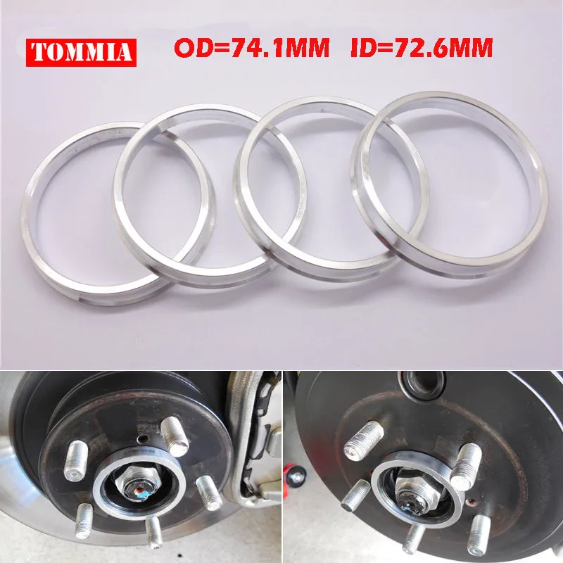 

TOMMIA 4Pcs Wheel Hub Centric Rings Center Bore Adapters Spigot Spacer Gasket Set 72.6mm ID to 74.1mm OD Aluminium For BMW