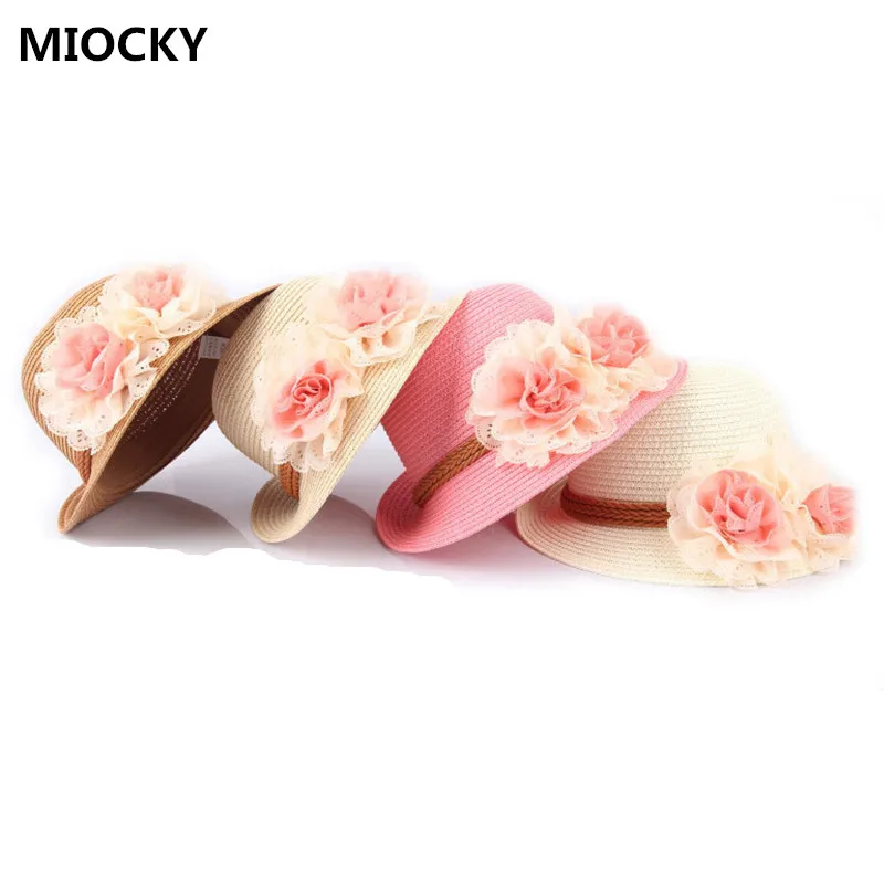 

Summer Baby Girl Sun Hat Lovely Fashion Straw Hat Beach Cap Toddlers Infants Flower Sun Adumbral Baby Accessories D0868