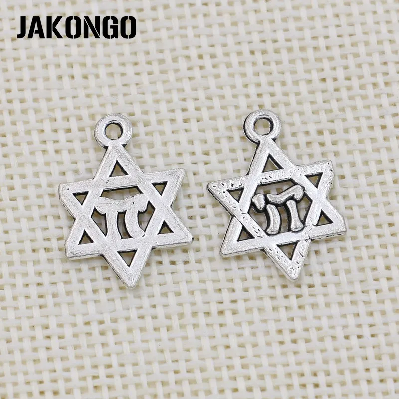 JAKONGO Античная Посеребренная Подвеска Давид Звезда Подвески для изготовления