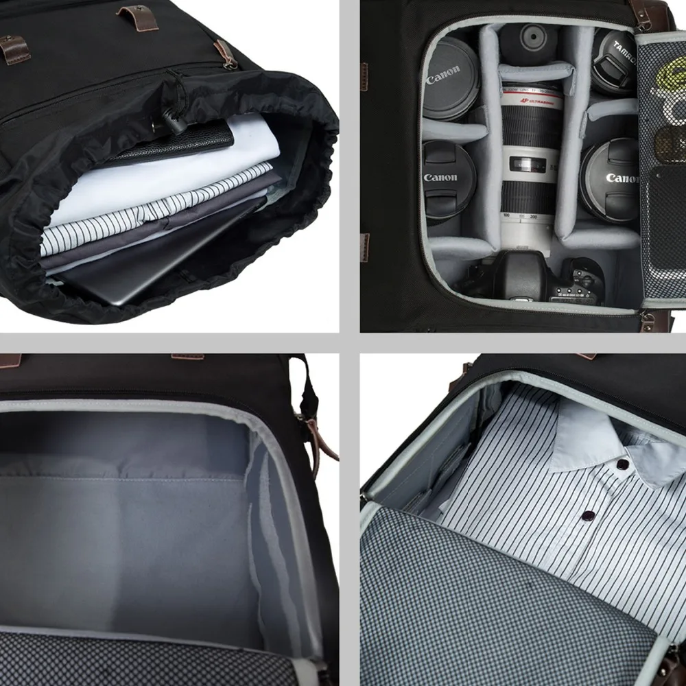 BAGSMART холщовая и кожаная Ретро сумка для камеры NATIONAL GEOGRAPHIC NG5070 рюкзак Черный