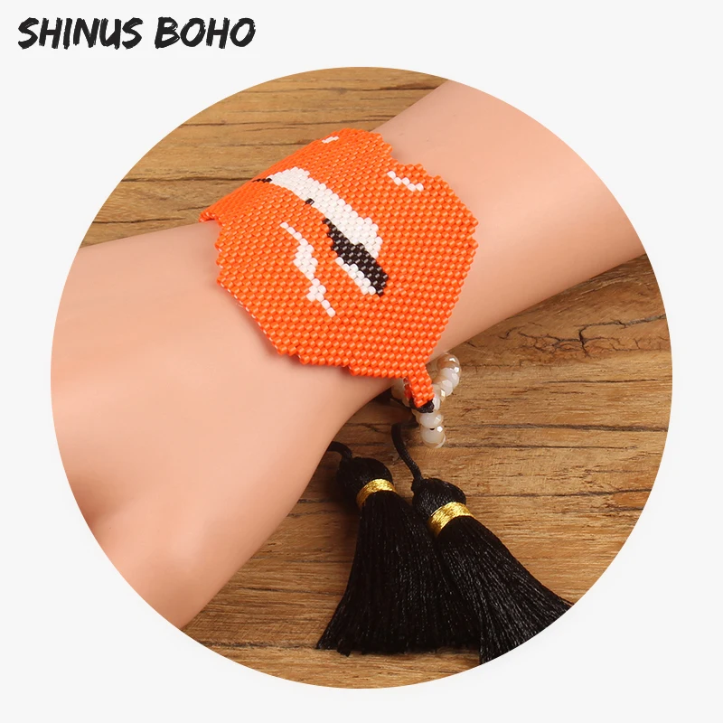 SHINUSBOHO оранжевые бриллианты и браслеты ручной переплетения искусственной формы
