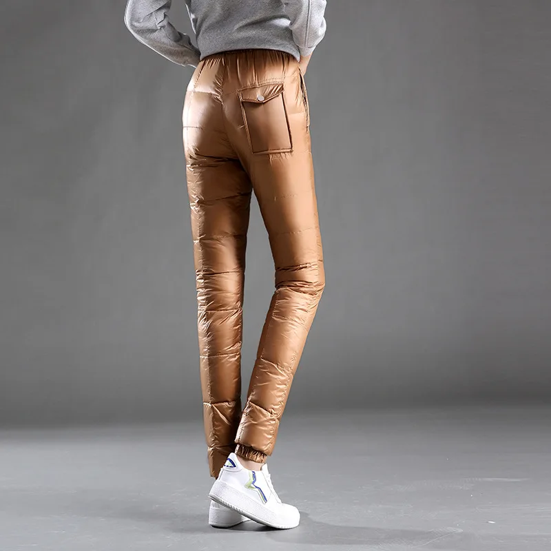 

2017 Winter Outwear Women Duck Down Pants Casual Elastic Waist Warm Thicken Trousers Women Pencil Pants Plus Size S-4XL