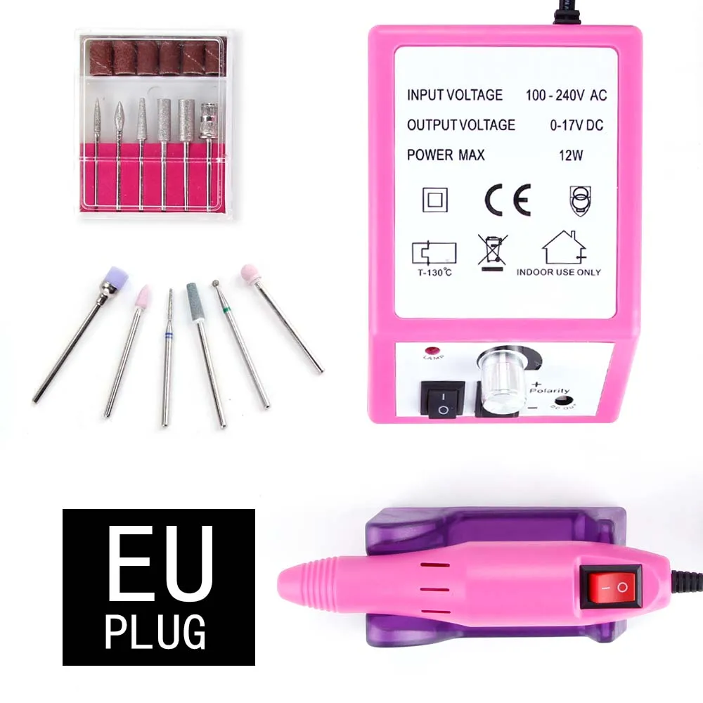 Pink machine Set4 Дрель для ногтей, электрический аппарат для маникюра, гель для удаления кутикулы, фрезерные керамические сверла, набор фрез для педикюра, машинка для маникюра, дизайн ногтей - Цвет: Pink machine Set4