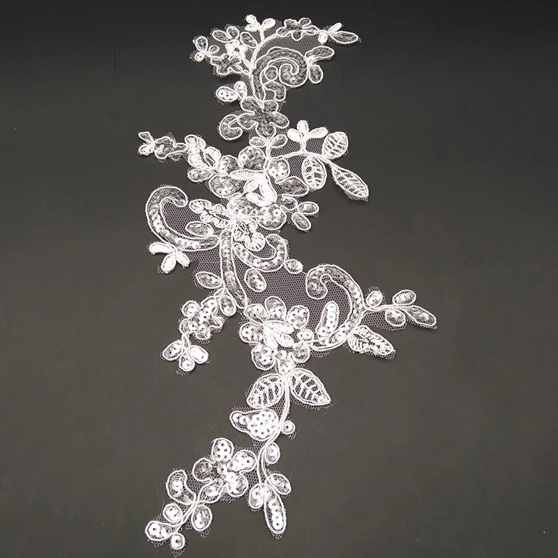 4 шт. = 2 пары Кружевная аппликация с блестками для свадебного платья | Дом и сад