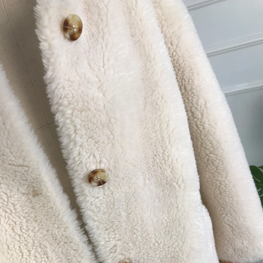

real Granule Sheep Shearing Coat wool coat with Suede Leather Liner thick warm for winter zipper turn-down collar wool coat