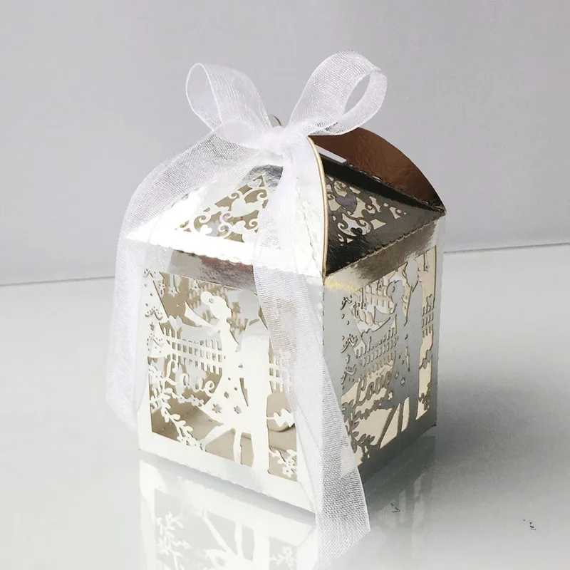 10 шт. коробочка для конфет с лазерной обрезкой жениха и невесты коробка свадебных