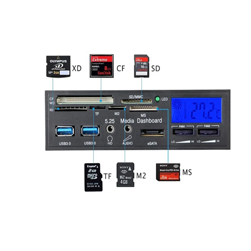 5 25 &quotвсе в одном 1 USB Внутренний Multi Card Reader писатель с вентилятором Скорость