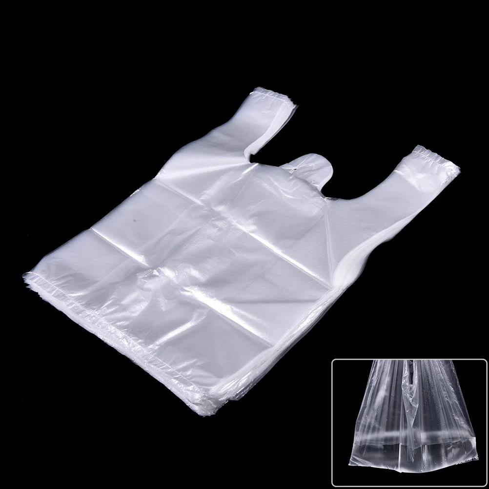50pcs/lot Supermarket Plastic Bags with Handle Transparent Shopping Bag 26x37cm | Дом и сад
