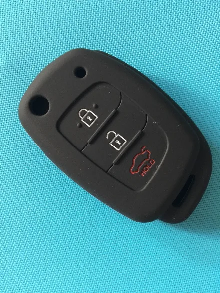 Силиконовый чехол для ключей для hyundai Creta I20 Tucson Elantra Santa fe Keyless Fob оболочки кожи держатель протектор - Название цвета: Black