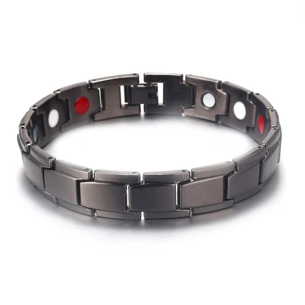 

1PC Abrray Hematite Copper Bracelet Men's Health Bracelets with Hook Buckle Clasp Therapy Bangles Man Health Care Jewelry
