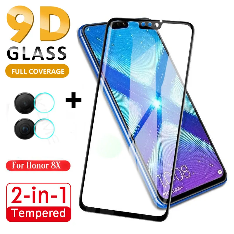 2 в 1 9D полное покрытие закаленное стекло для Huawei Honor 8X Защитная пленка 6 5 дюймов