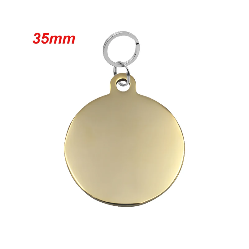 Gold Round L Бирки для домашних животных, персонализированные бирки для собак с гравировкой, ошейник для собак, подвеска, имя телефона, индивидуальная бирка для собак, кошек - Цвет: Gold Round L