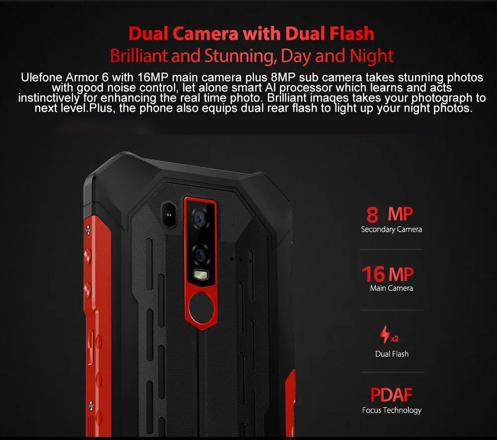 Ulefone Armor 6, 4G, смартфон, 6,2 дюймов, Android 8,1, четыре ядра, 6 ГБ ram, 128 ГБ rom, датчик отпечатков пальцев, 5000 мАч, мобильный телефон