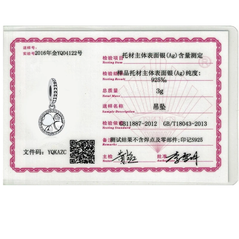 

BELAWANG Original 925 Sterling Silver Crystal Heart Charms Pendant Fit Bracelets Authentic Silver Clover Jewelry Gift For Women