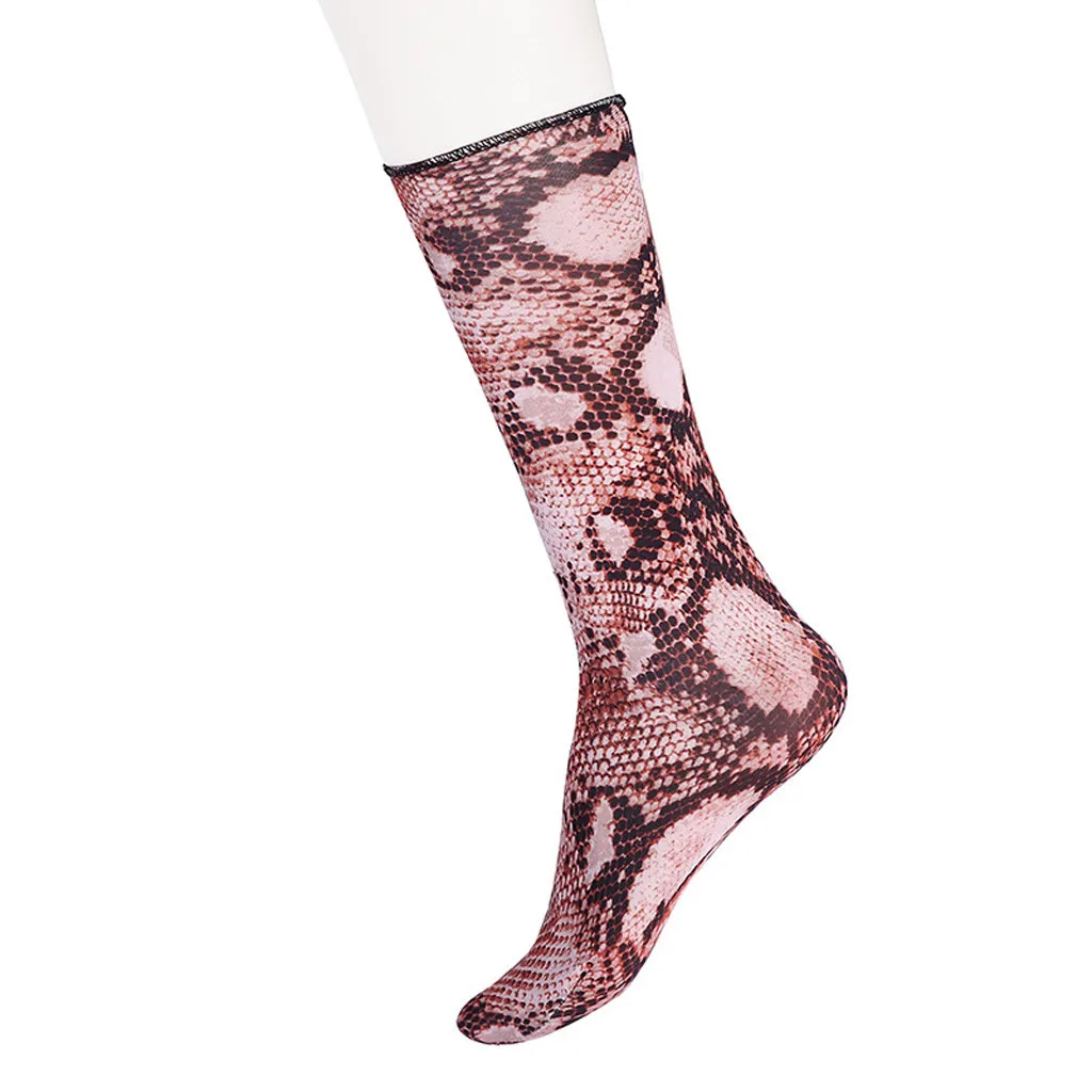Новые женские летние повседневные модные носки в полоску со змеиным принтом 2019