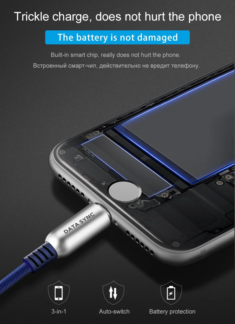HOCO USB кабель для iPhone X XS XR 8 7 зарядное устройство 3 в 1 Micro USB кабель для Android usb type c type-c кабели для мобильных телефонов