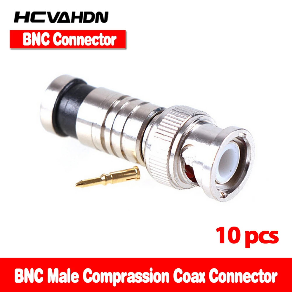 

HCVAHDN 5Pcs/lot BNC Connector BNC To RG59 Male Comprassion Coax Connector