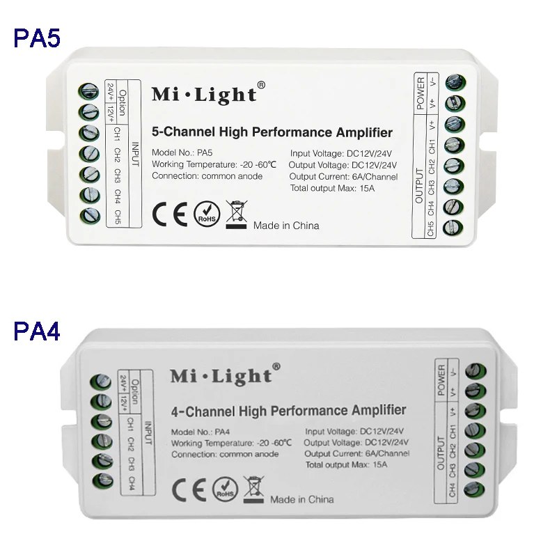 Miboxer PA4/PA5 DC12V 24V 15A 4CH 5 Channel High Performance Amplifier Series Controller And all PWM Type Led Controller