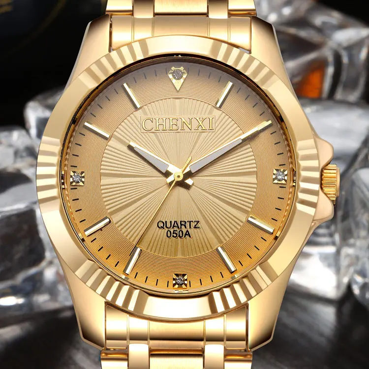

Fashion Chenxi Luxury Brand Man Gold Dress Watches Stainless Steel Unique Golden Woman Men Business Quartz Wristwatch Waterproof