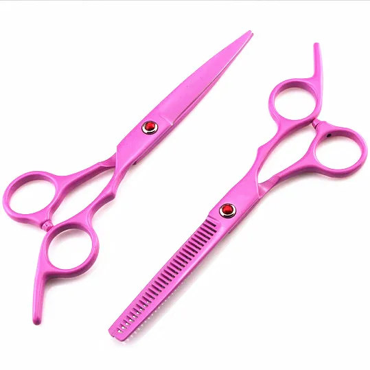 

Classic cute pink 6 inch 440c cut hair scissors thinning shears hair makas cutting barber tools scisor hairdressing scissor set