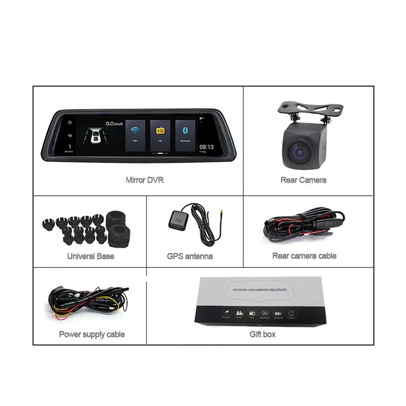 Android зеркало 2018 ADAS 10 дюймов Видеорегистраторы для автомобилей gps 4G Wi Fi Bluetooth