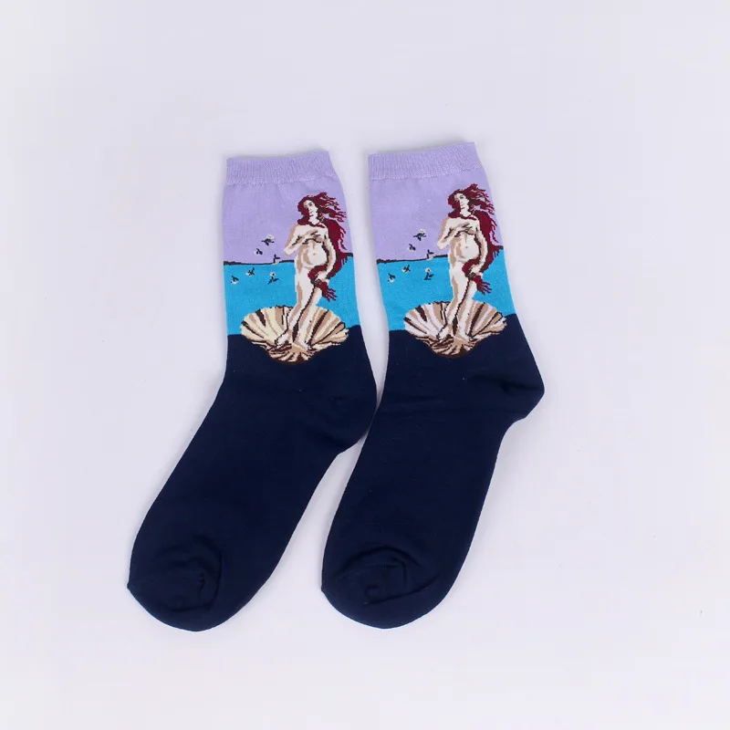 Mermaid Хит, звездная ночь, Осень-зима, Ретро стиль, для женщин, индивидуальное искусство, Ван Гог, Фреска, всемирно известная живопись, мужские носки, масло, забавные счастливые носки - Цвет: Mermaid