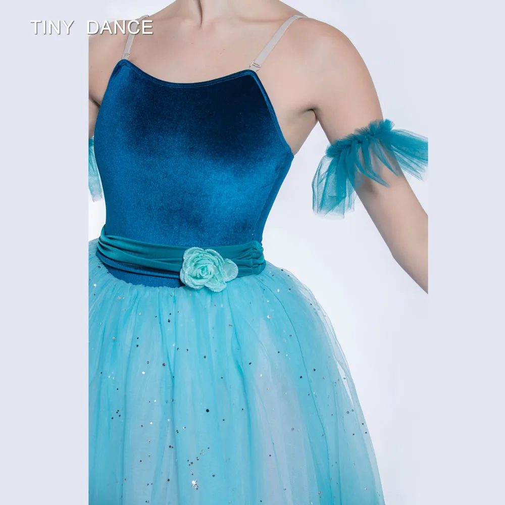 Оптовая продажа Омбре синий камзол балетное платье бархатный купальник лиф со