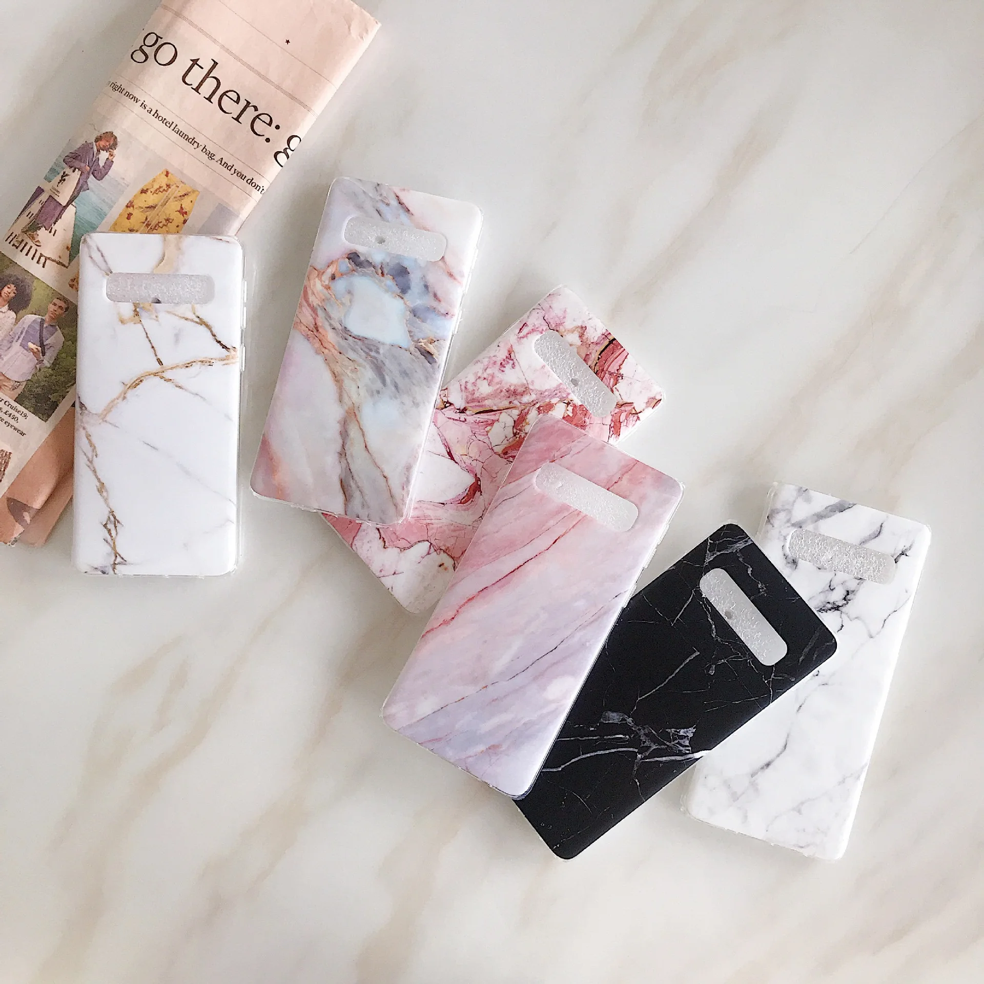 For Samsung S10 Cover Fashion Marble Phone Case for Galaxy S10e S10Plus Funda Matte Back Coque S7 S8 S9 Etui |
