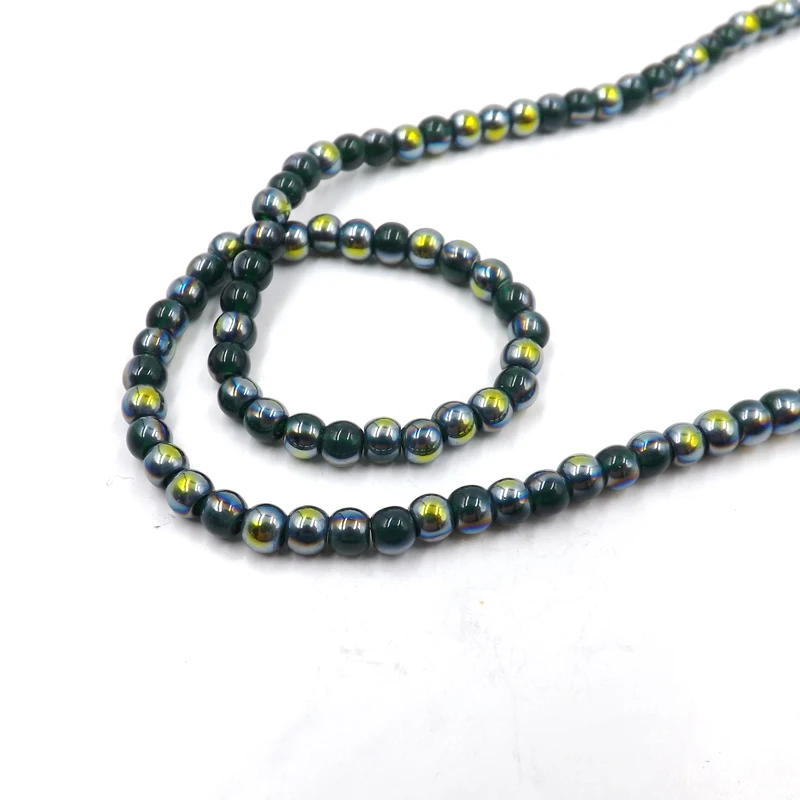 Горячее предложение ~ 200 шт 4 мм круглый зеленый светильник стеклянные бусины для