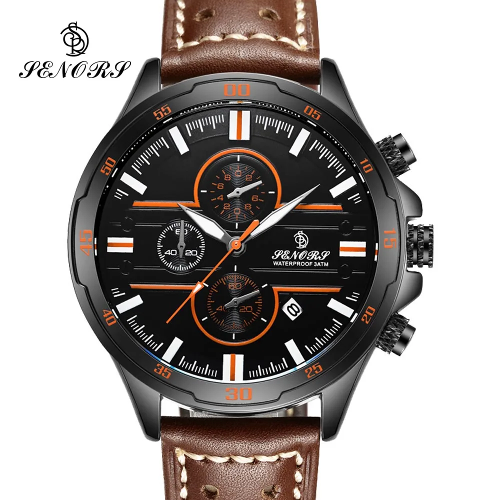 relogio masculino SENORS Mens Watches Top Brand Luxury Fashion Business Quartz Watch Men Sport Steel Waterproof Wristwatches|wristwatch