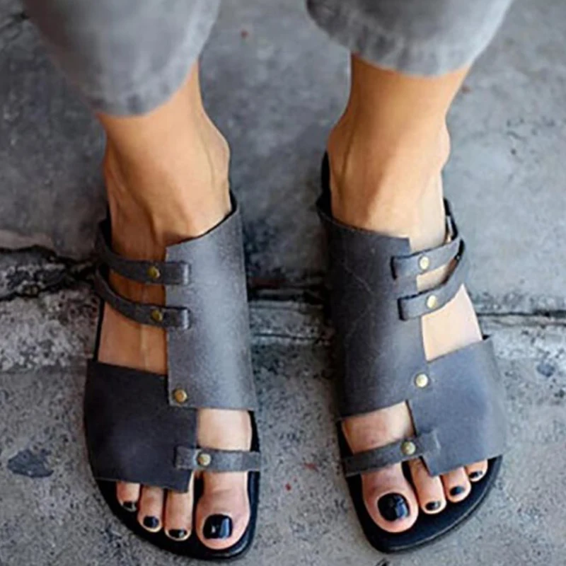 Женские тапочки в римском стиле женские сандалии ретро на плоской подошве zapatos