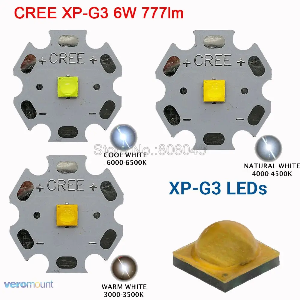 10pcs Cree XP-G3 XPG3 Cool White Warm White Neutral White 6W High Power LED Emitter Diode Beads 20mm 16mm 14mm 12mm 10mm 8mm PCB