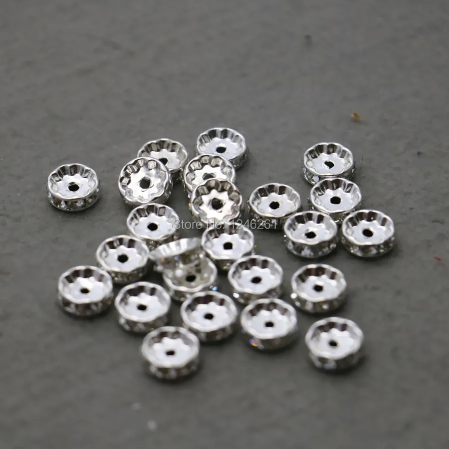 100 шт. круглые Распорки с серебряной пластиной инкрустированные стразы