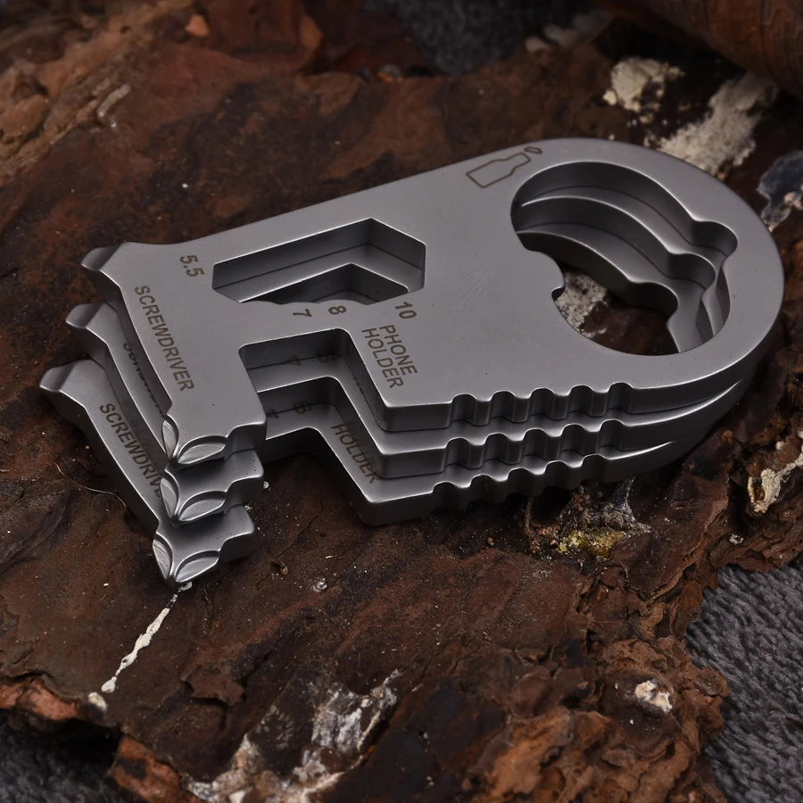 

Full Stainless Steel Key Chain Multi Tool EDC kit Carabiner Keychain Clip Silver Hiking Climbing bottle openers Outdoor Tools