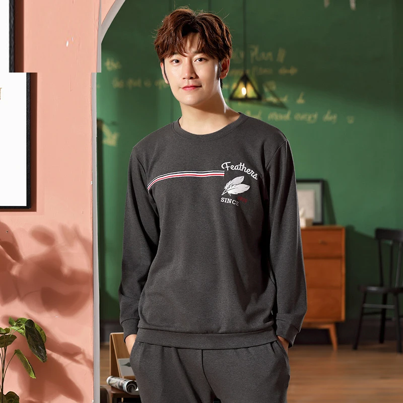 autumn winter men's pajamas cotton long sleeve student home suits pijama hombre pajamas sleepwear pajamas men pyjama homme