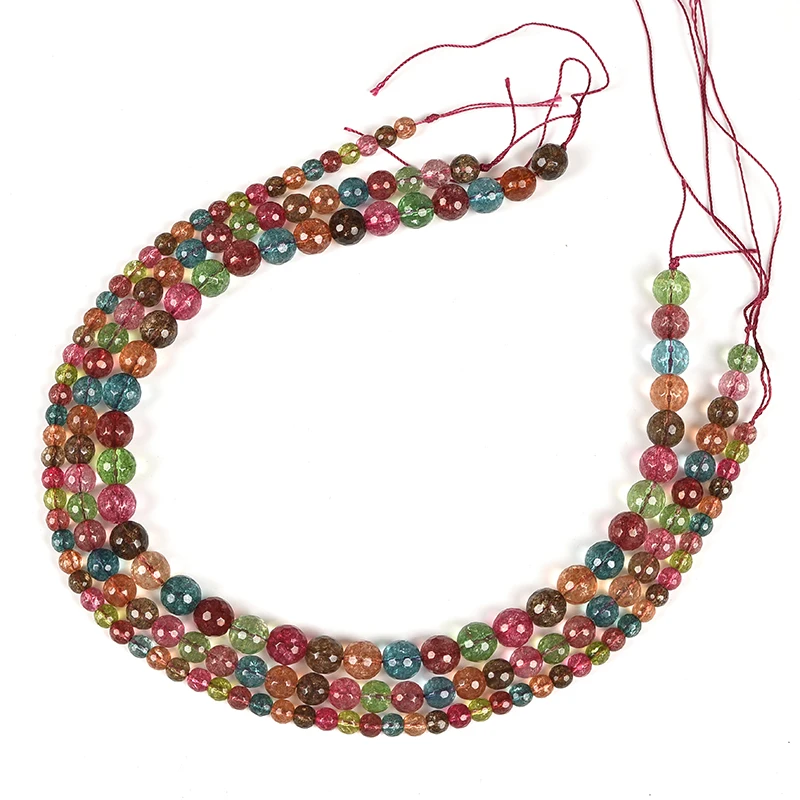 Граненые разноцветные стеклянные турмалиновые бусины Размер 6/8/10/12 мм для