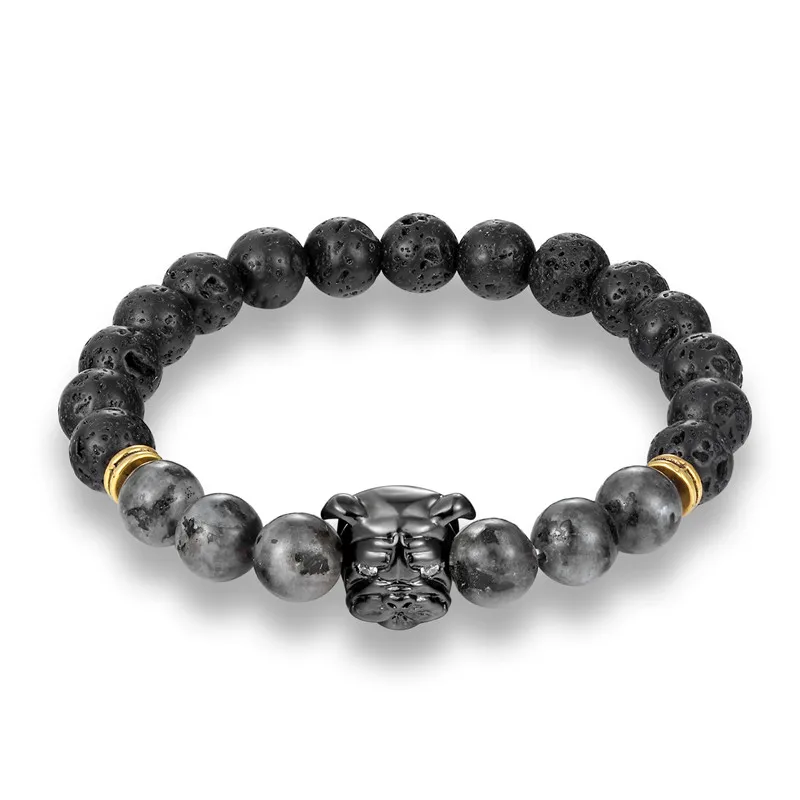 MKENDN животное амулет браслет инкрустированный фианитом голова бульдога